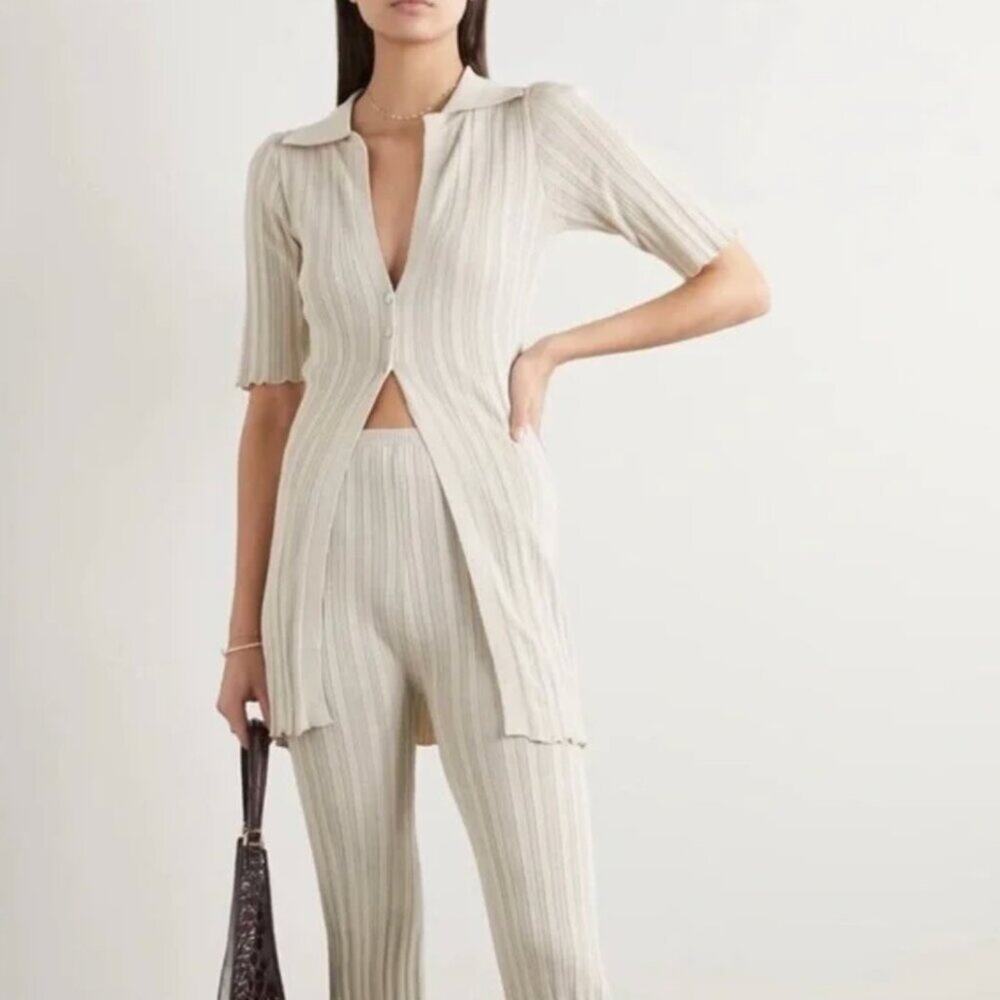 The Line by K Daisy Cardigan and Pants Set Size S Sand